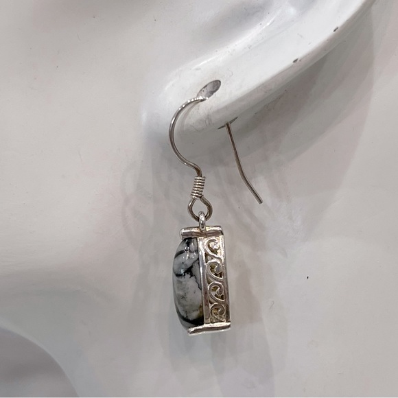 Austrian Pinolith Sterling Silver Dangle Earrings - Picture 7 of 10